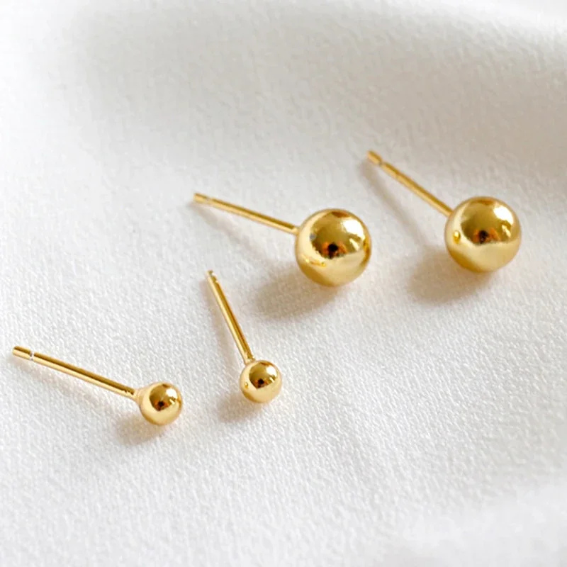Minimalist Copper Polished Ball Slim-Post Stud Earrings