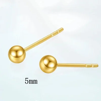 Minimalist Copper Polished Ball Slim-Post Stud Earrings - 5 mm Gold
