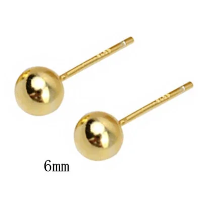 Minimalist Copper Polished Ball Slim-Post Stud Earrings - 6 mm Gold