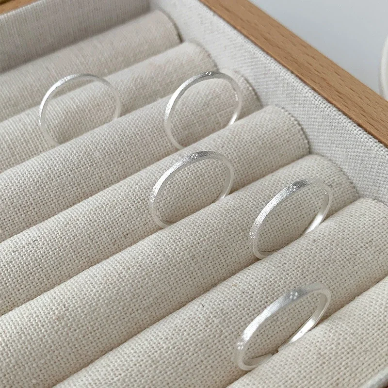 Textured 925 Sterling Silver Open-Front Slim Band Ring