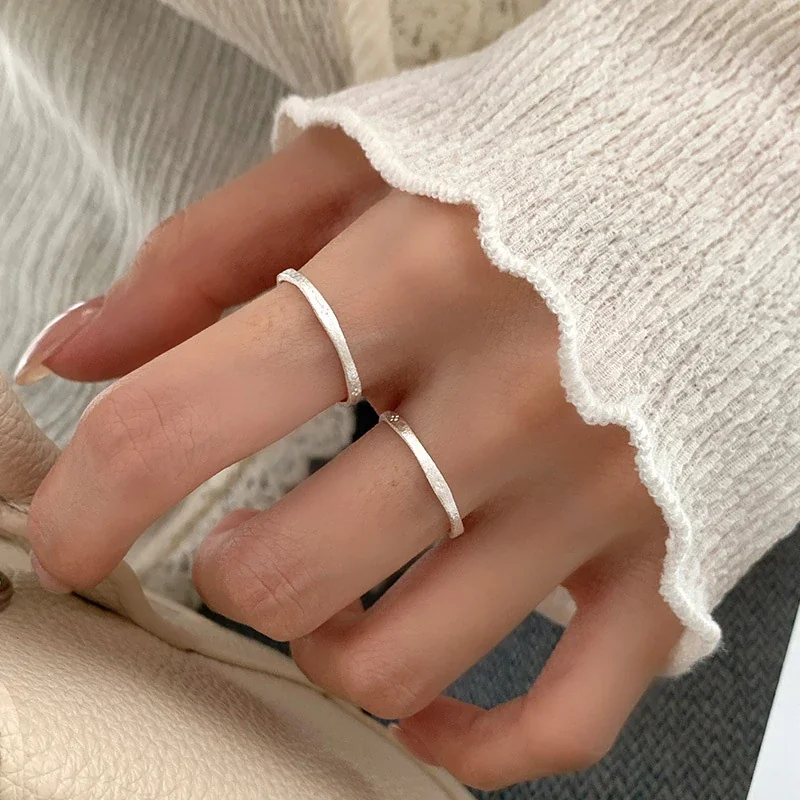 Textured 925 Sterling Silver Open-Front Slim Band Ring