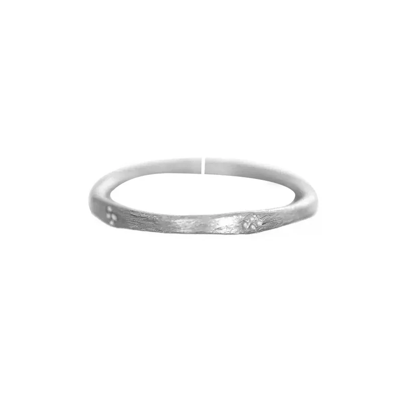 Textured 925 Sterling Silver Open-Front Slim Band Ring - Silver