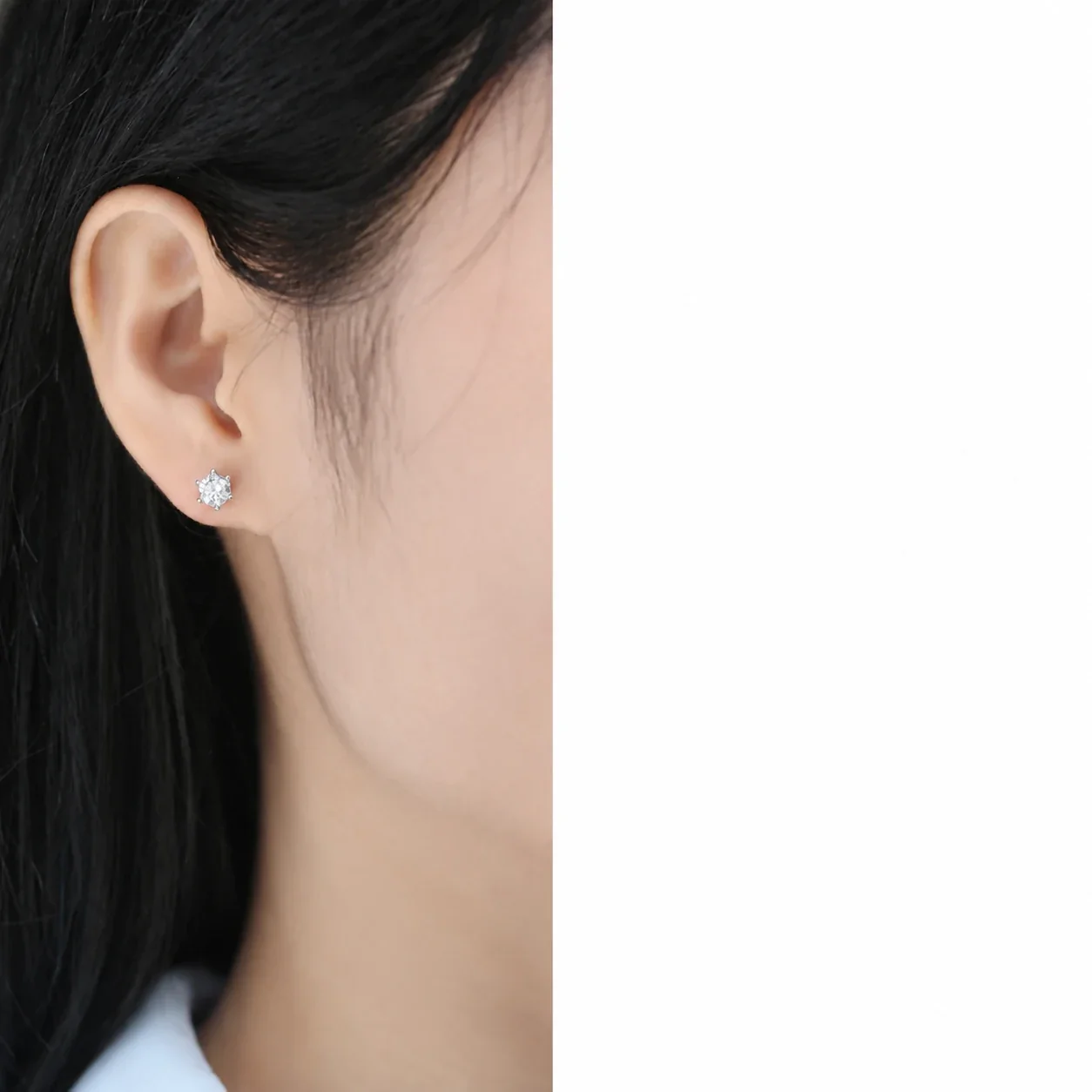 Brilliant 925 Sterling Silver Six-Prong Round Stud Earrings