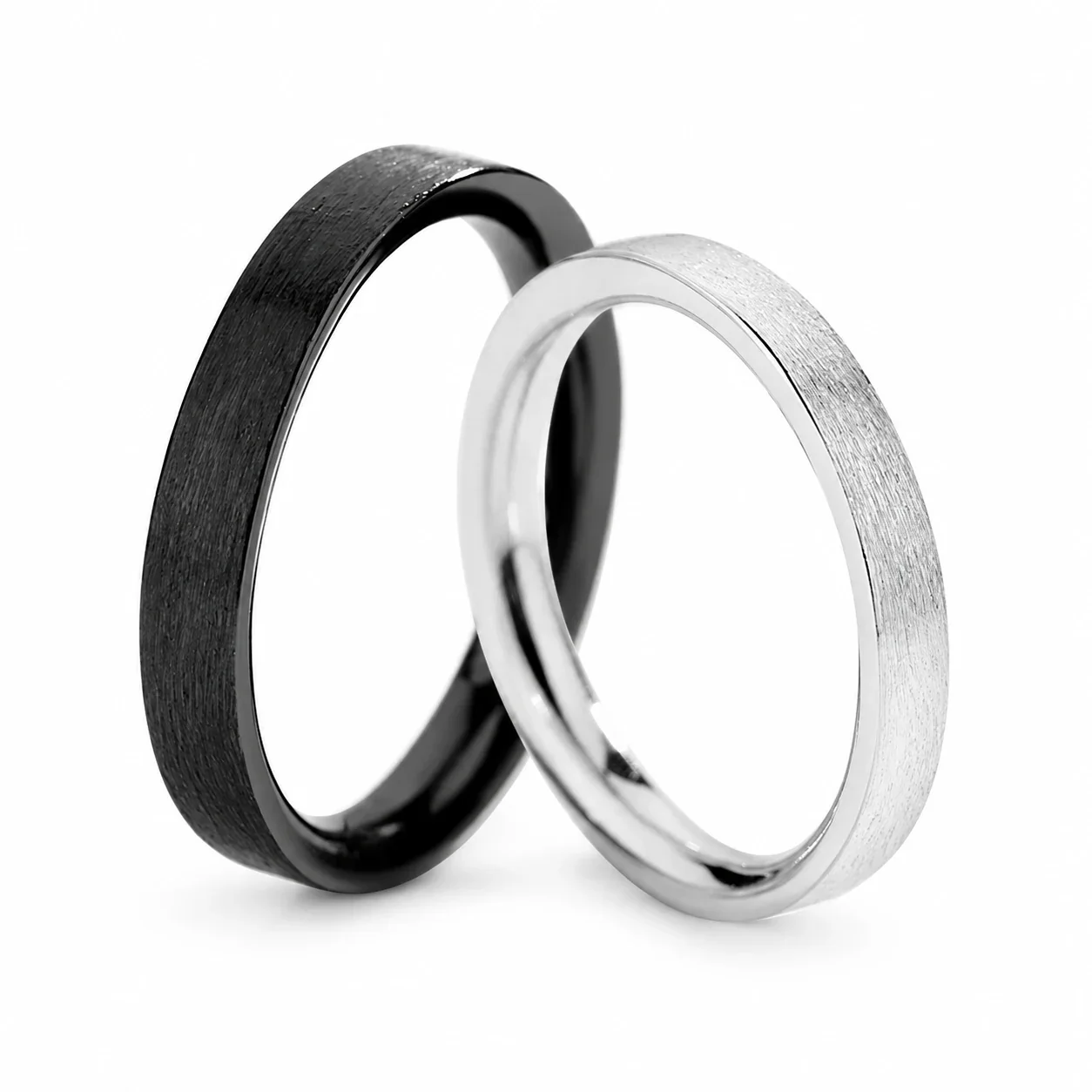 Brushed Black-Tone Slim-Band 925 Sterling Silver Rings