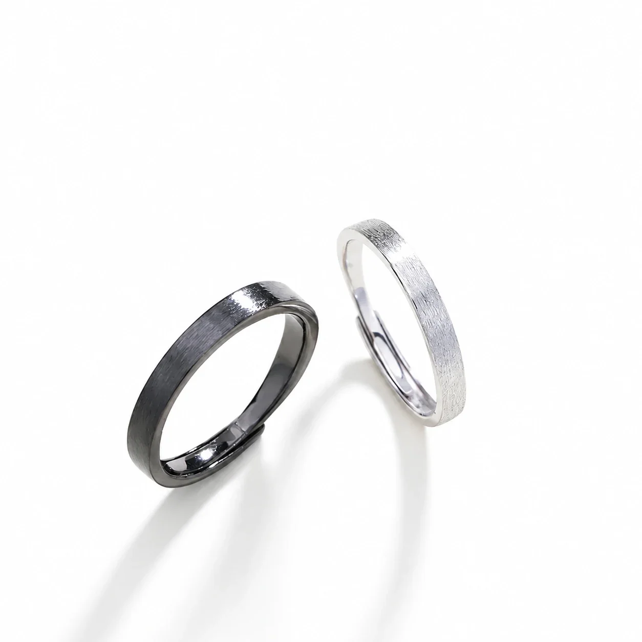 Brushed Black-Tone Slim-Band 925 Sterling Silver Rings