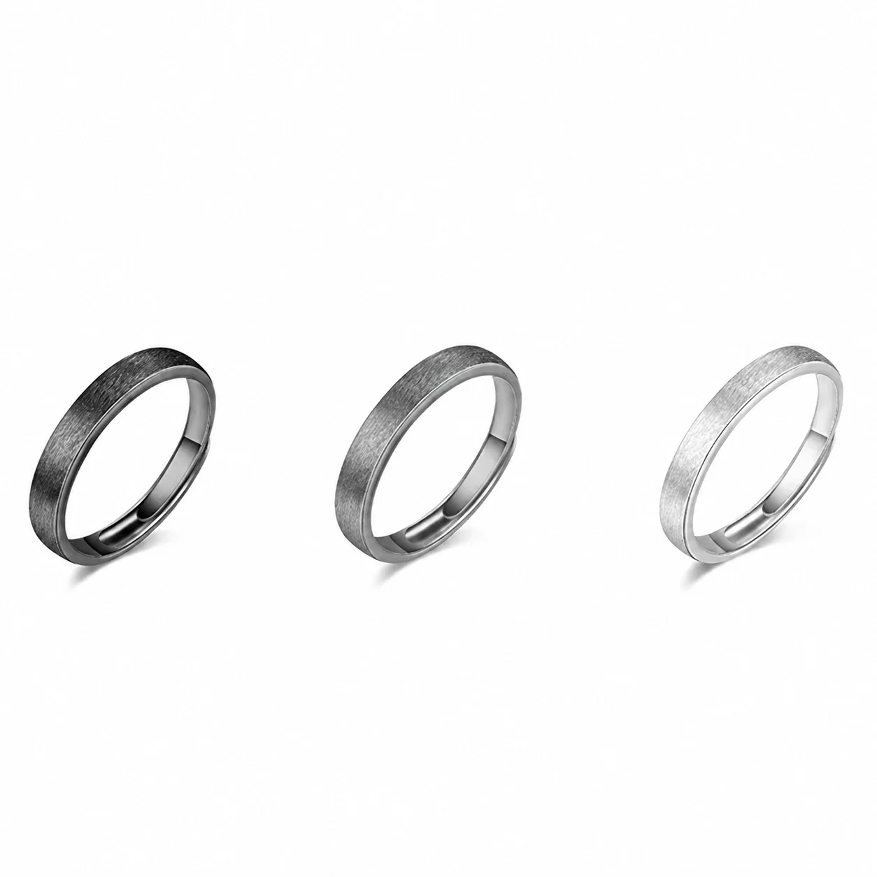 Brushed Black-Tone Slim-Band 925 Sterling Silver Rings