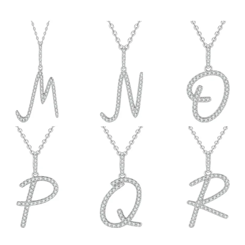 Pavé Initial 925 Sterling Silver Box Chain Necklace
