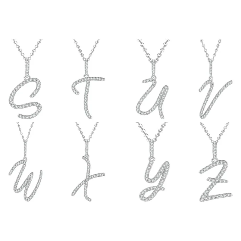 Pavé Initial 925 Sterling Silver Box Chain Necklace