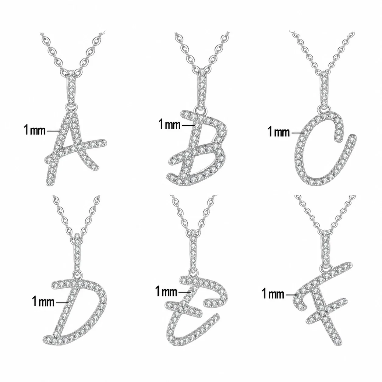 Pavé Initial 925 Sterling Silver Box Chain Necklace - Letter A