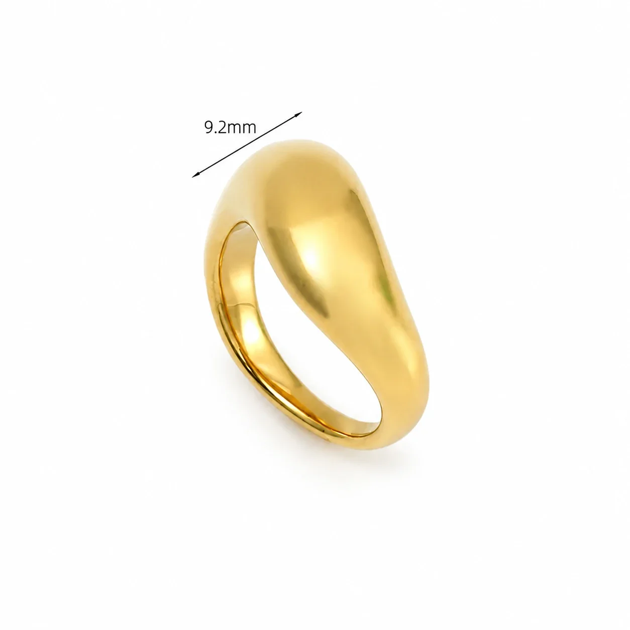 Sculptural 14K Gold-Plated Dome Tapered Stainless Steel Ring - Gold Size