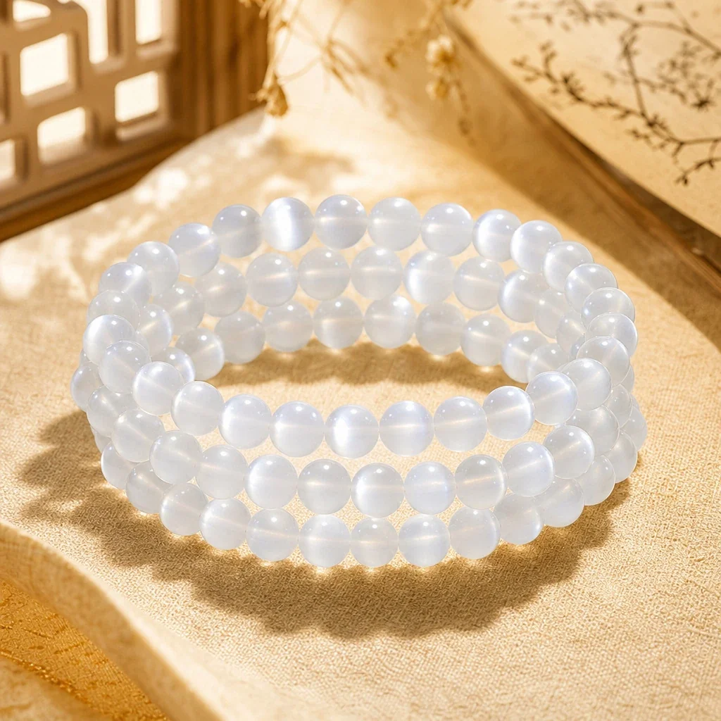 Luminous Crystal Triple-Wrap Round Bead Bracelet