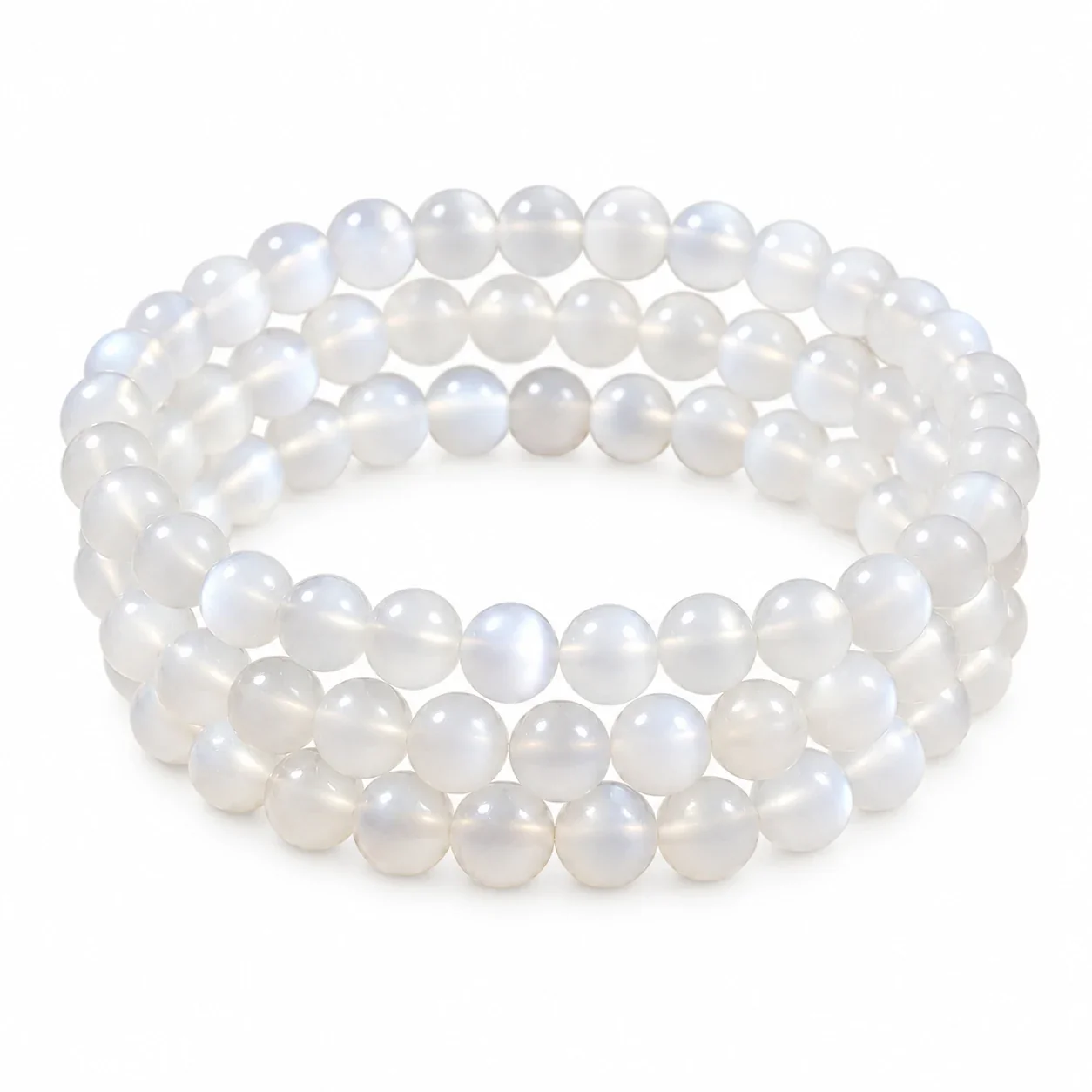Luminous Crystal Triple-Wrap Round Bead Bracelet