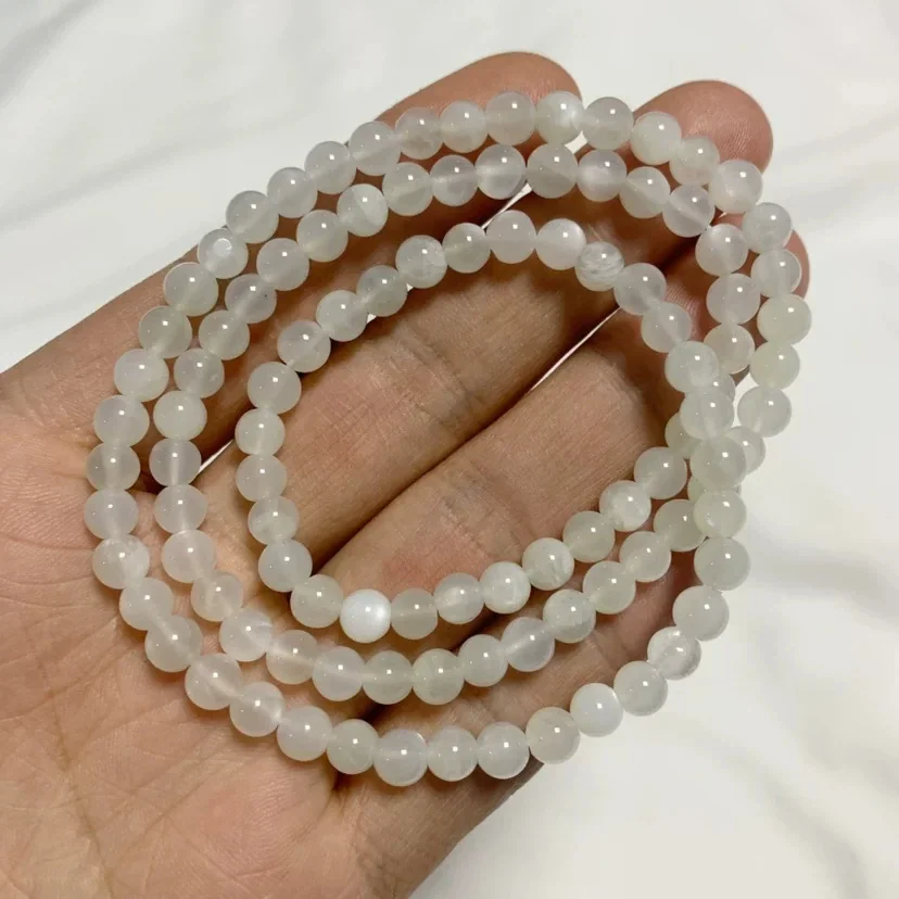 Luminous Crystal Triple-Wrap Round Bead Bracelet - White Crystal - 7A Grade