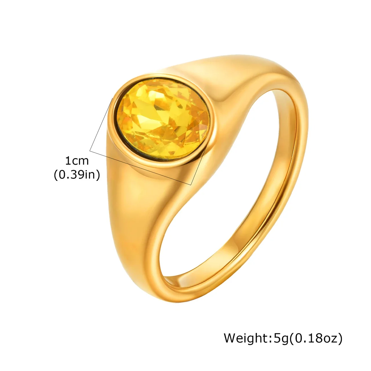 Sculptural Stainless Steel 18K Gold-Plated Oval Bezel Signet Ring - Yellow