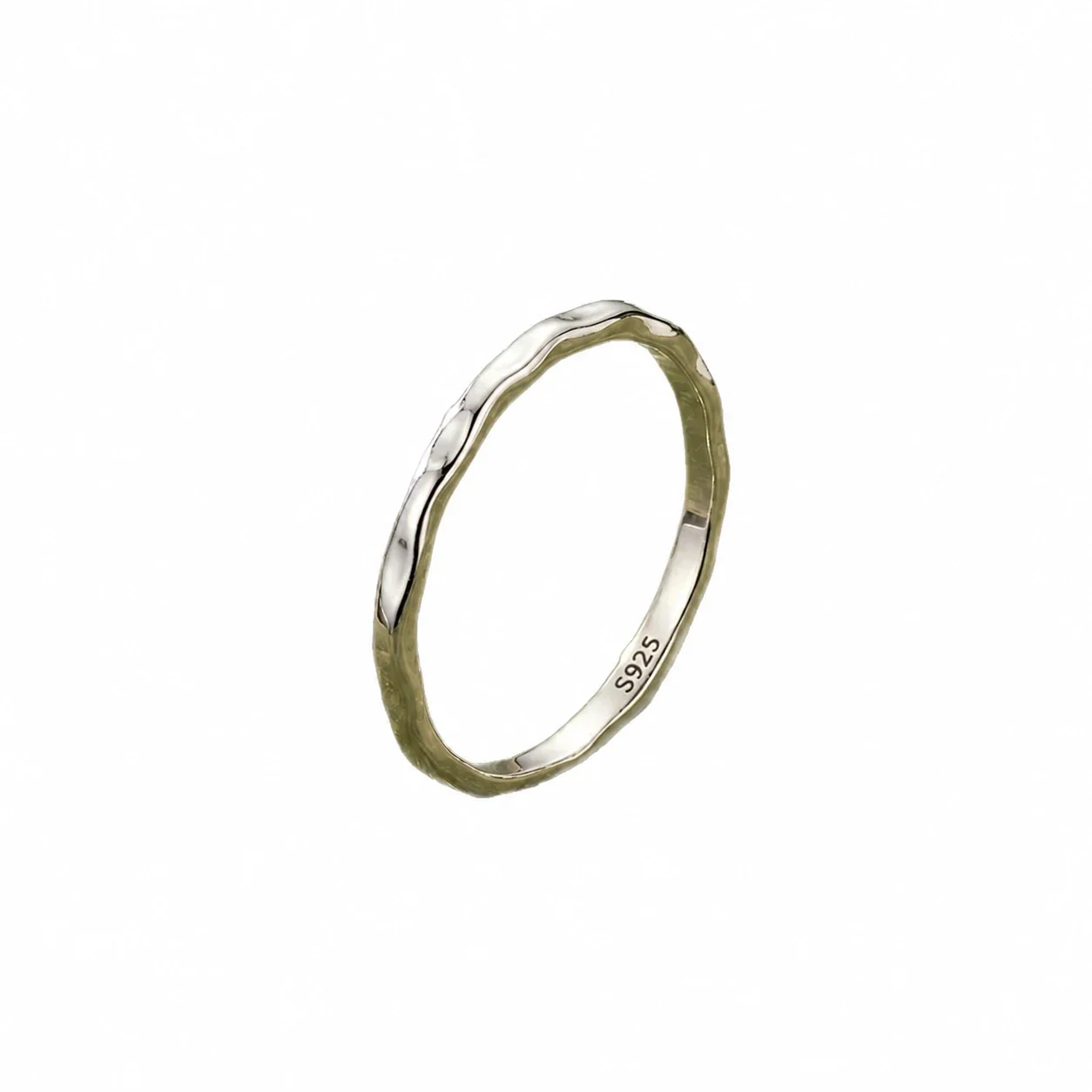 Molten Ripple 925 Sterling Silver Slim Stacking Ring