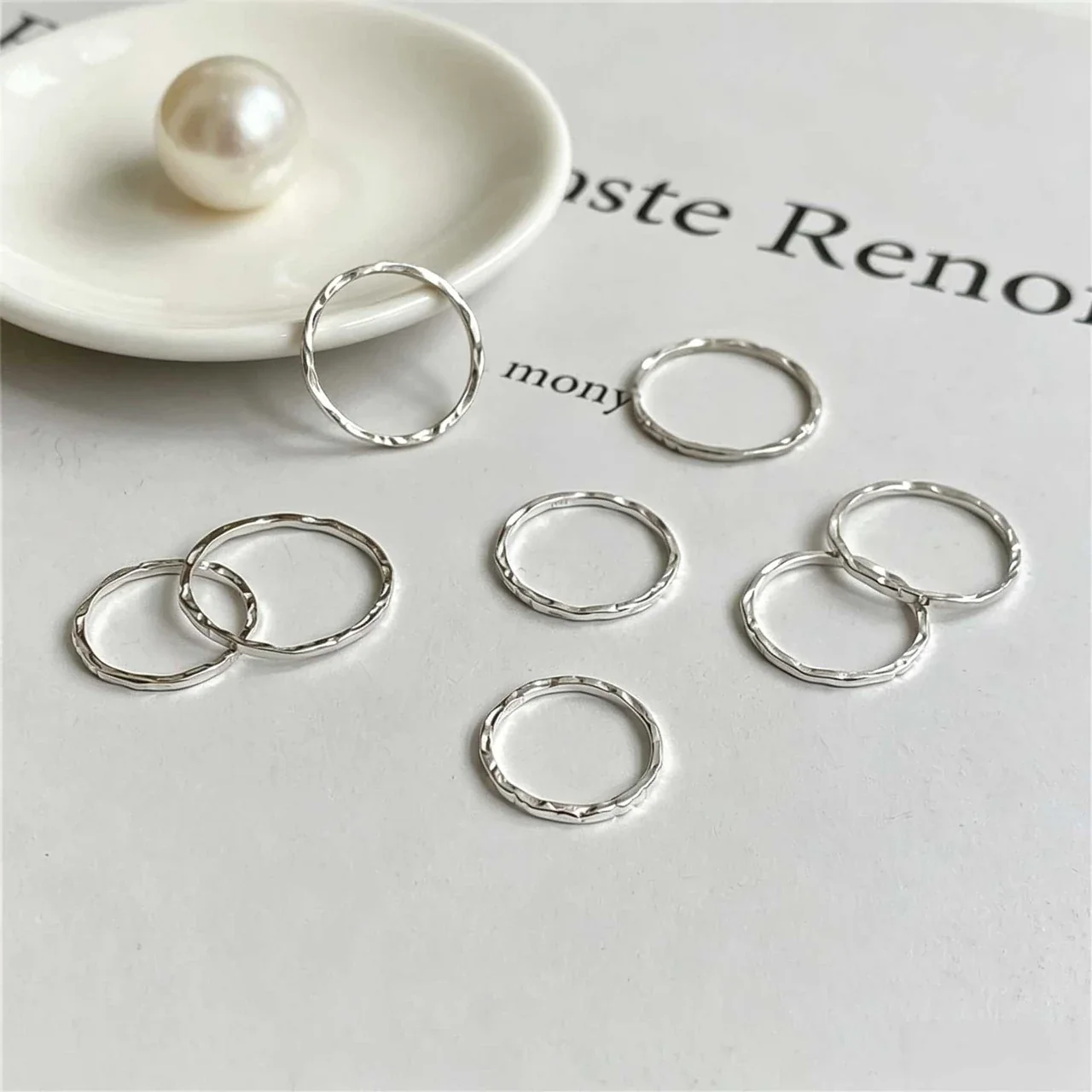 Molten Ripple 925 Sterling Silver Slim Stacking Ring