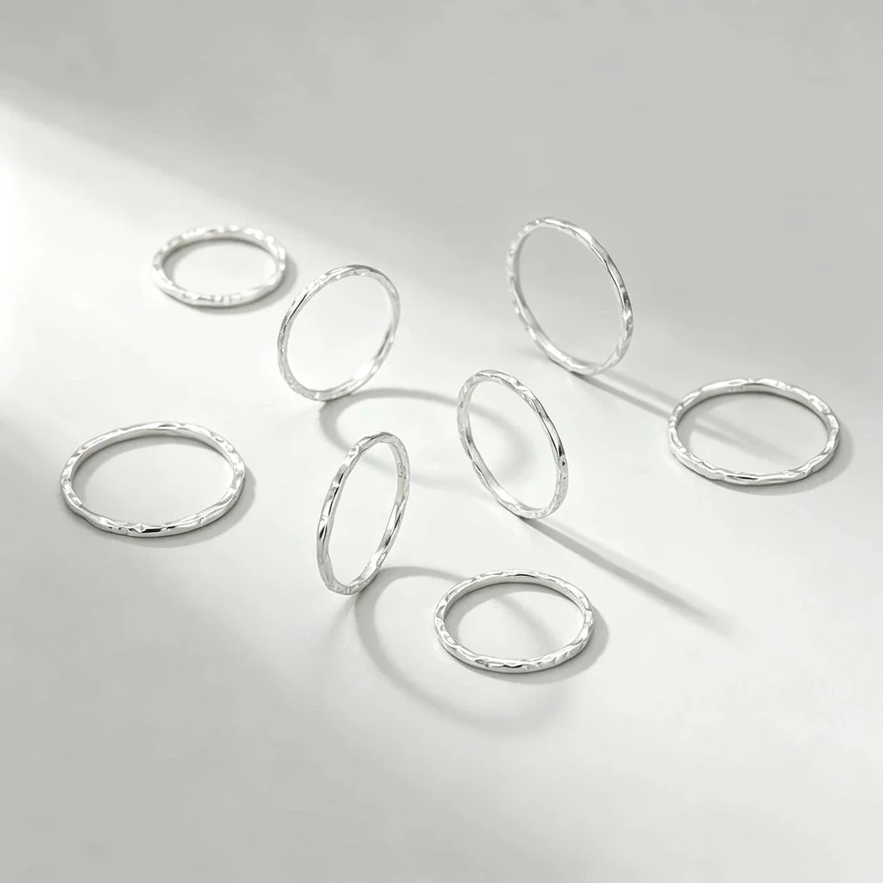 Molten Ripple 925 Sterling Silver Slim Stacking Ring