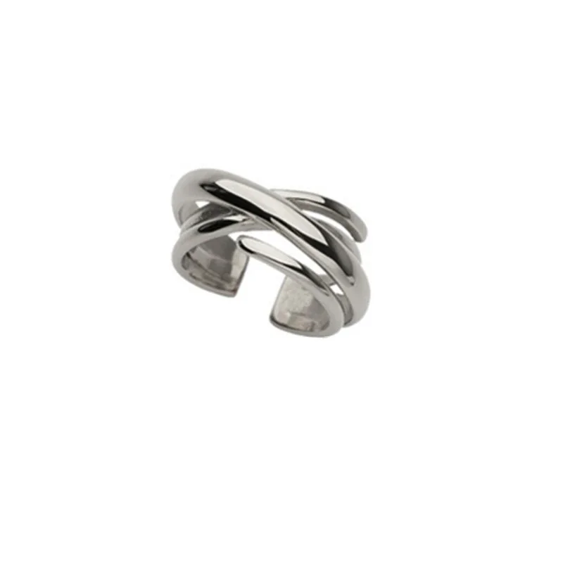 Sculptural Silver-Plated Wrap Open-Front Copper Ring