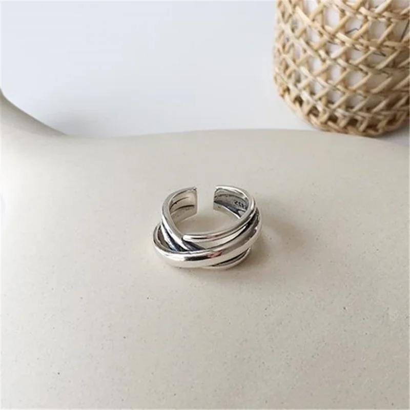 Sculptural Silver-Plated Wrap Open-Front Copper Ring