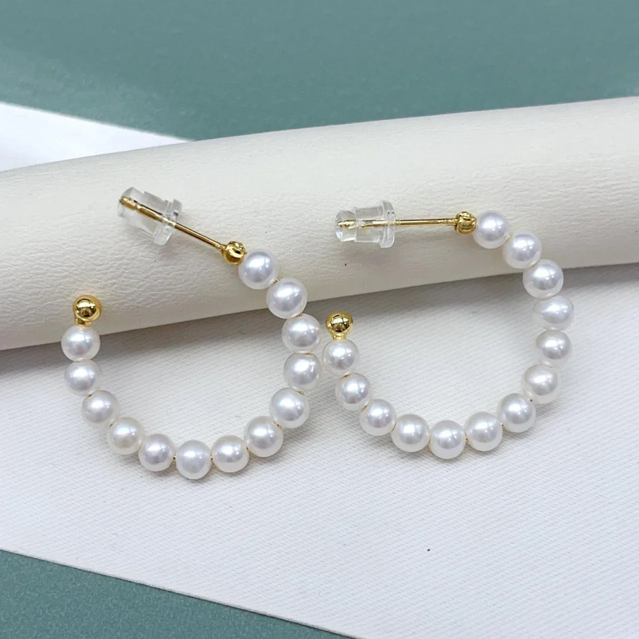 Luminous Baby Pearl Open Hoop Freshwater Pearl Earrings