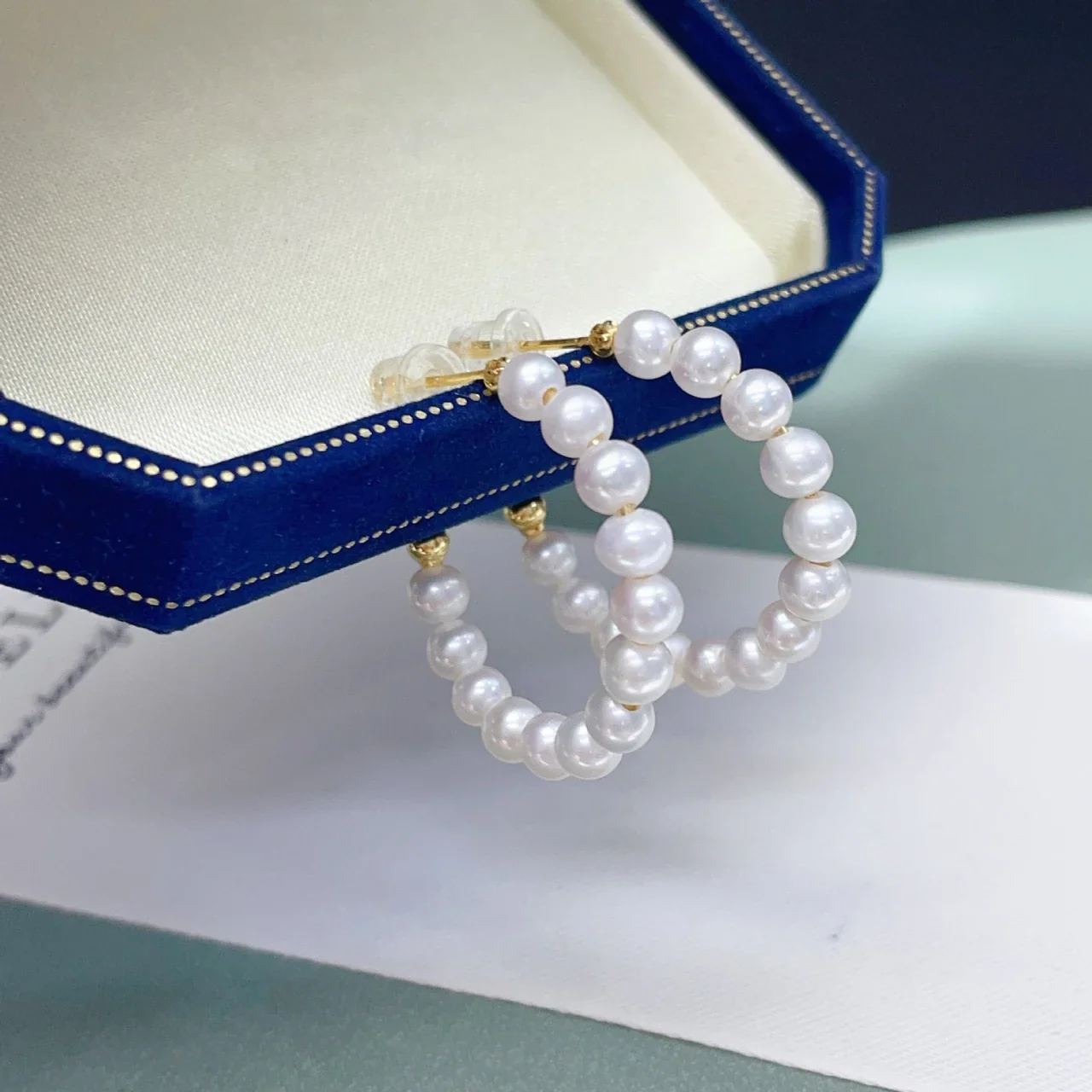 Luminous Baby Pearl Open Hoop Freshwater Pearl Earrings