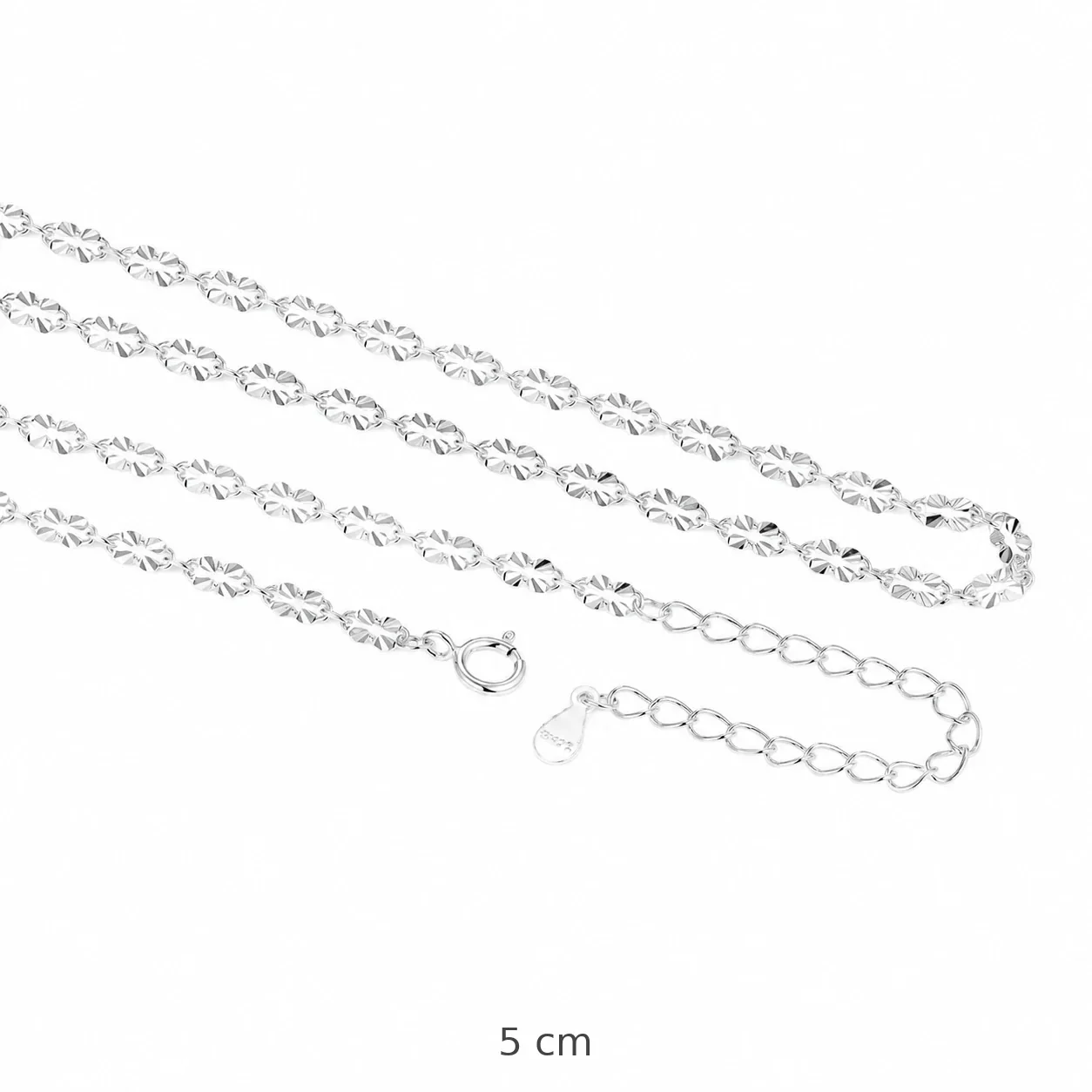 Diamond-Cut Floral Link 925 Sterling Silver Chain Necklace - Silver