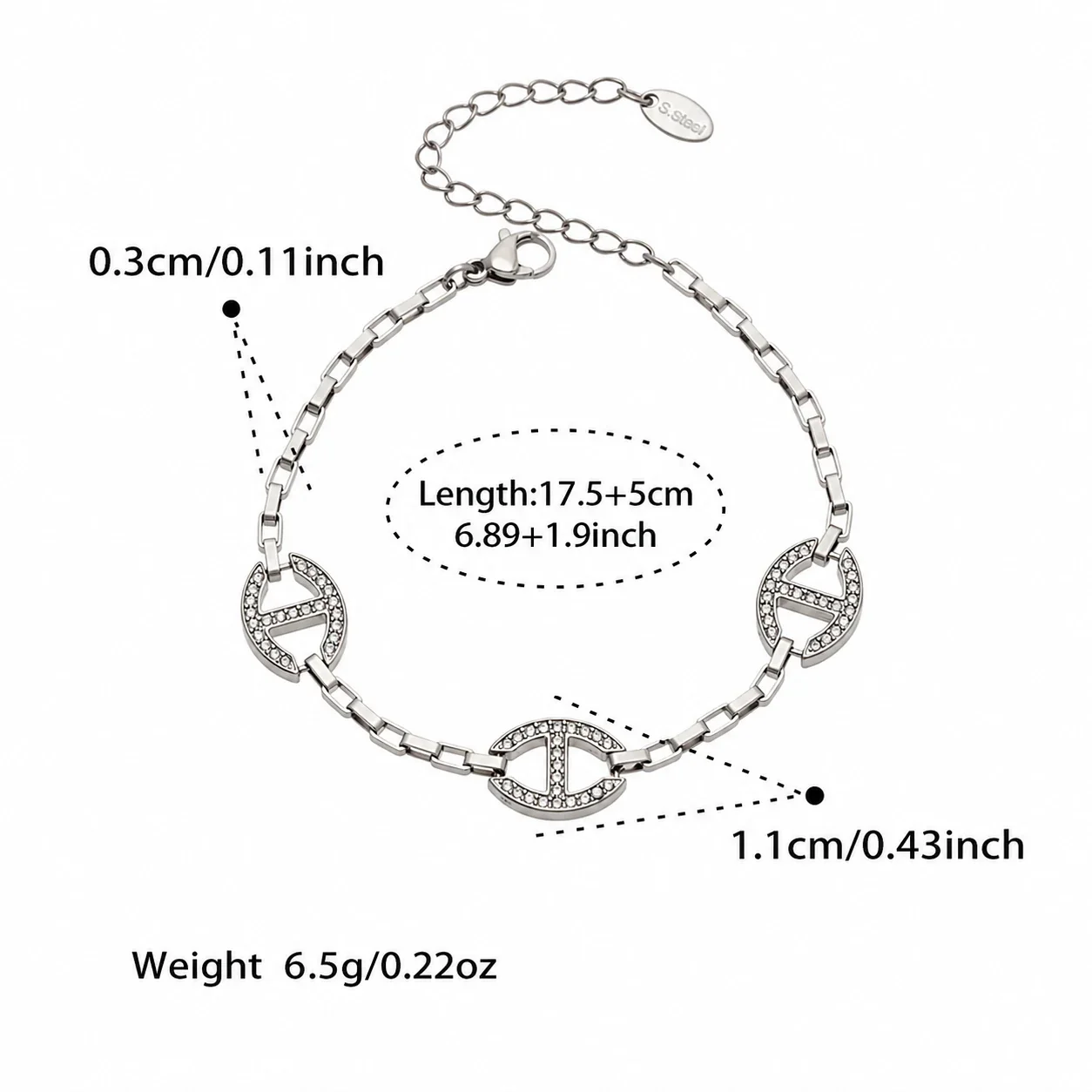 Oval CZ Link 18K Gold-Plated Steel Bracelet - Gold