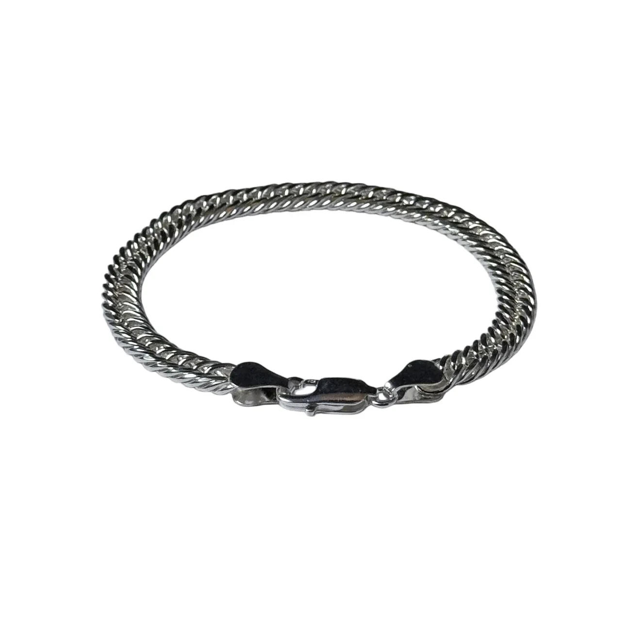Faceted Cuban Link 925 Sterling Silver Chain Bracelet