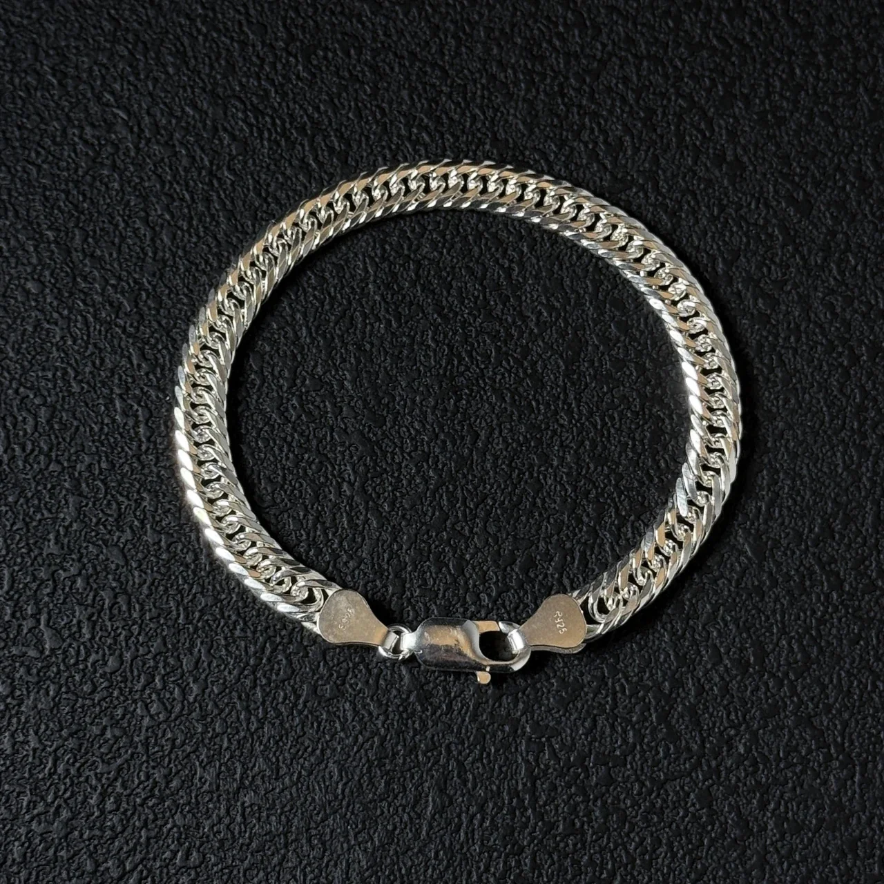 Faceted Cuban Link 925 Sterling Silver Chain Bracelet