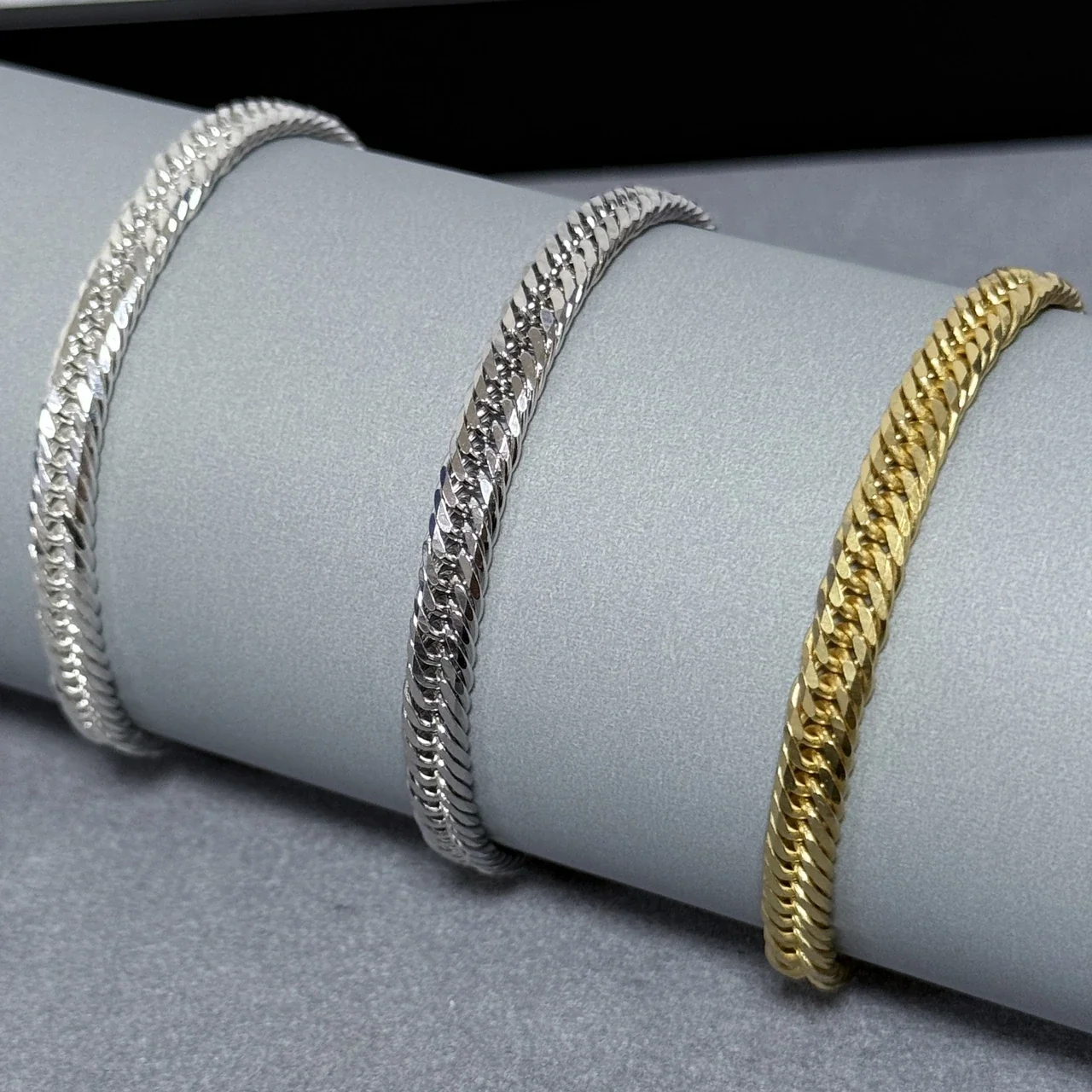 Faceted Cuban Link 925 Sterling Silver Chain Bracelet