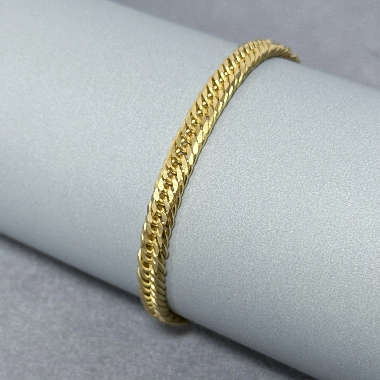Faceted Cuban Link 925 Sterling Silver Chain Bracelet - Gold 5 mm