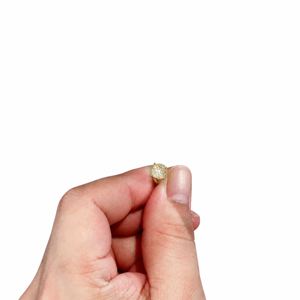 Radiant Gold-Plated 925 Sterling Silver Four-Prong Pavé Stud Earrings
