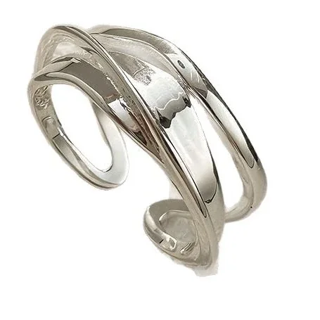 Sculptural 925 Sterling Silver Interlaced Open Ring
