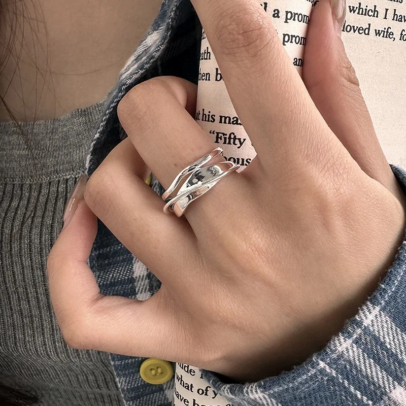 Sculptural 925 Sterling Silver Interlaced Open Ring