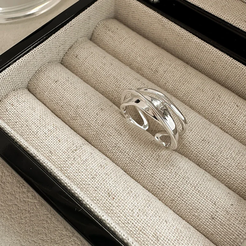 Sculptural 925 Sterling Silver Interlaced Open Ring