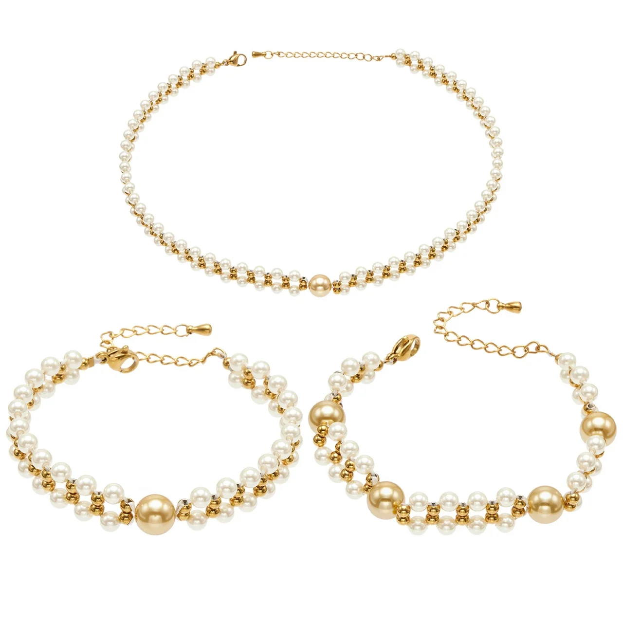 Lustrous Double-Row Shell Pearl 18K Gold-Plated Bracelet
