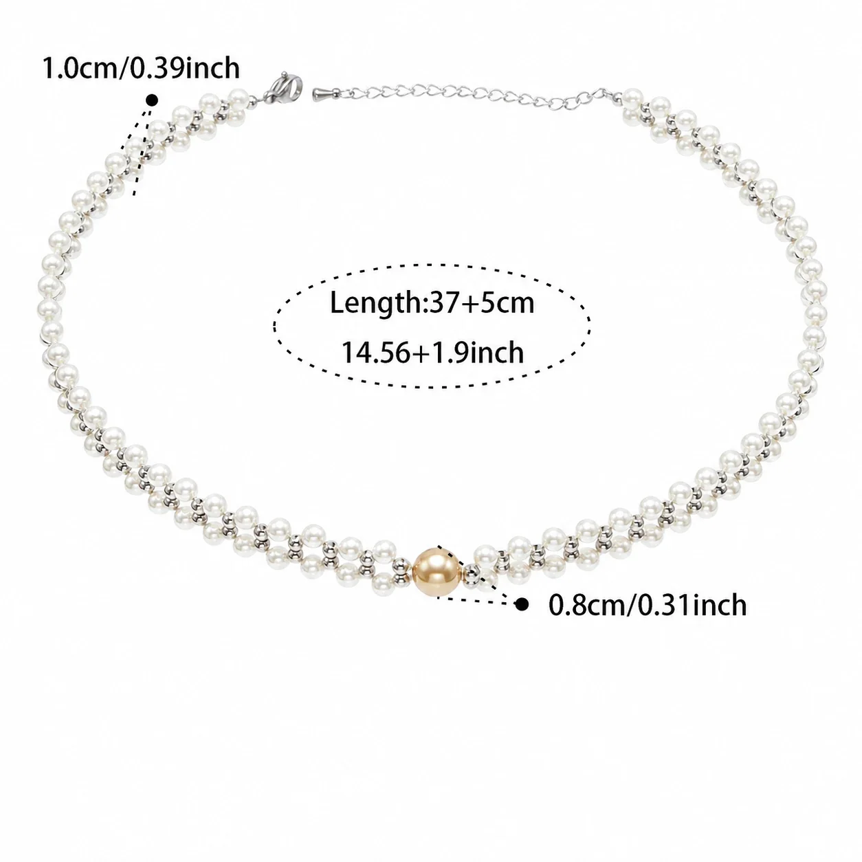 Lustrous Double-Row Shell Pearl 18K Gold-Plated Bracelet - Silver 37+5 cm