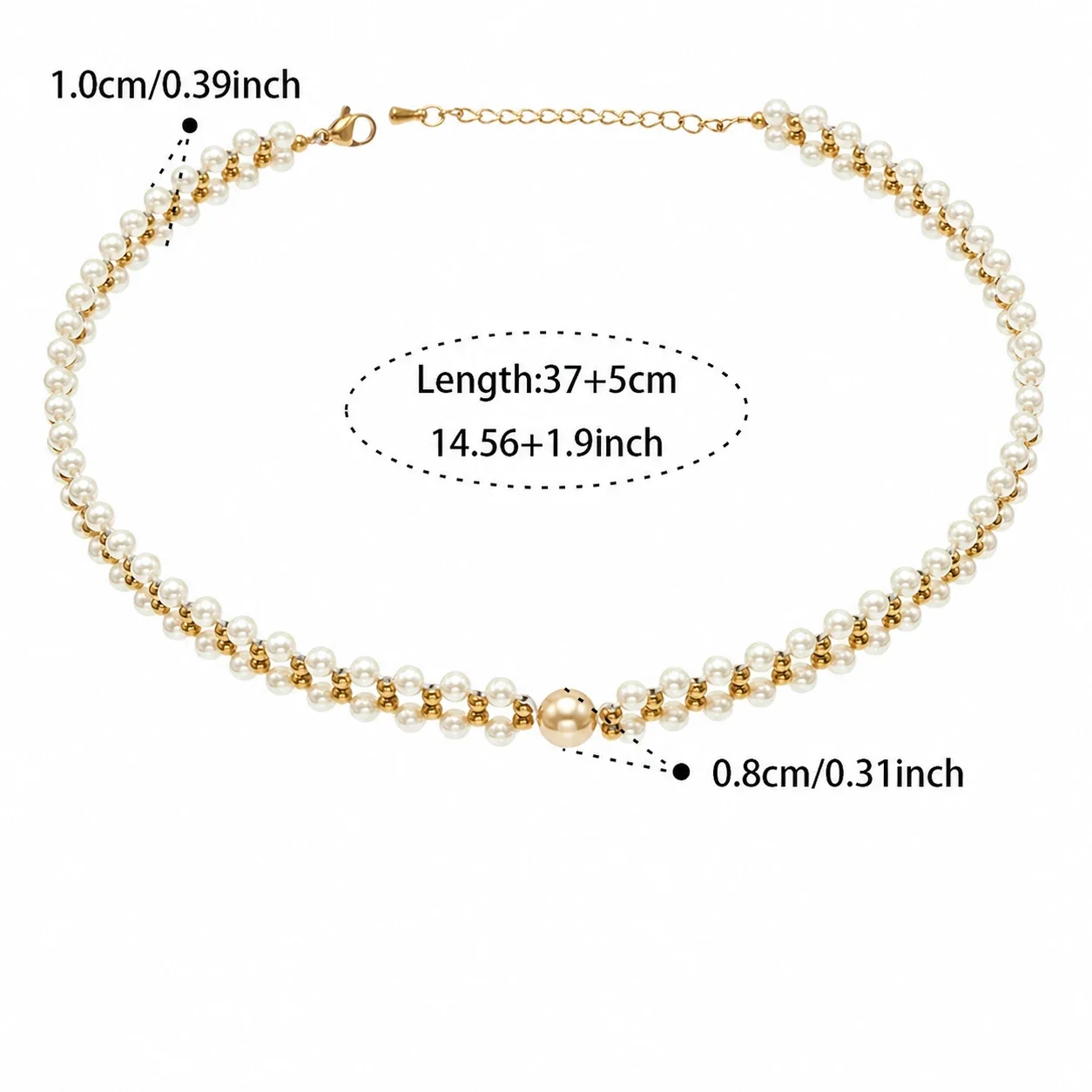 Lustrous Double-Row Shell Pearl 18K Gold-Plated Bracelet - Gold 37+5 cm
