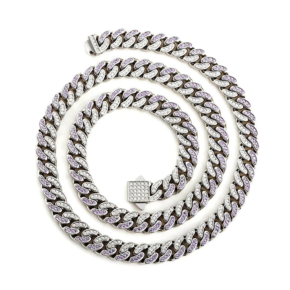 Iced Pavé Cuban Link Stainless Steel Chain Necklace