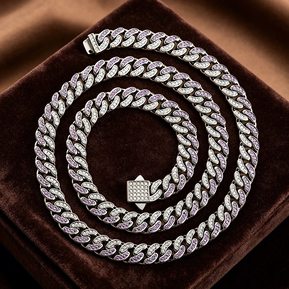 Iced Pavé Cuban Link Stainless Steel Chain Necklace