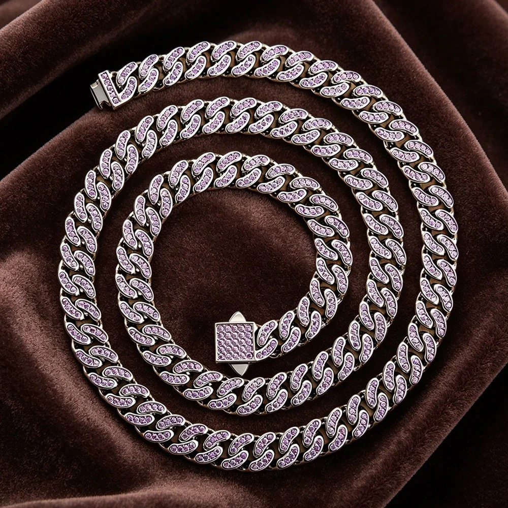 Iced Pavé Cuban Link Stainless Steel Chain Necklace