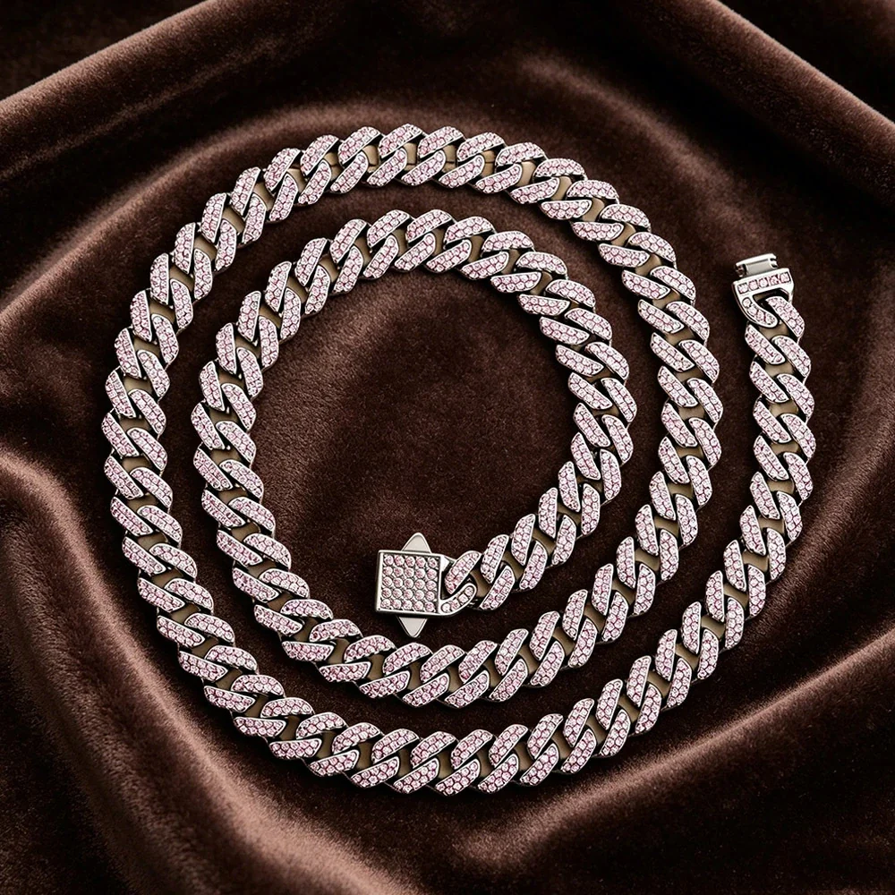 Iced Pavé Cuban Link Stainless Steel Chain Necklace