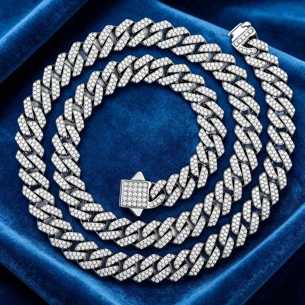 Iced Pavé Cuban Link Stainless Steel Chain Necklace