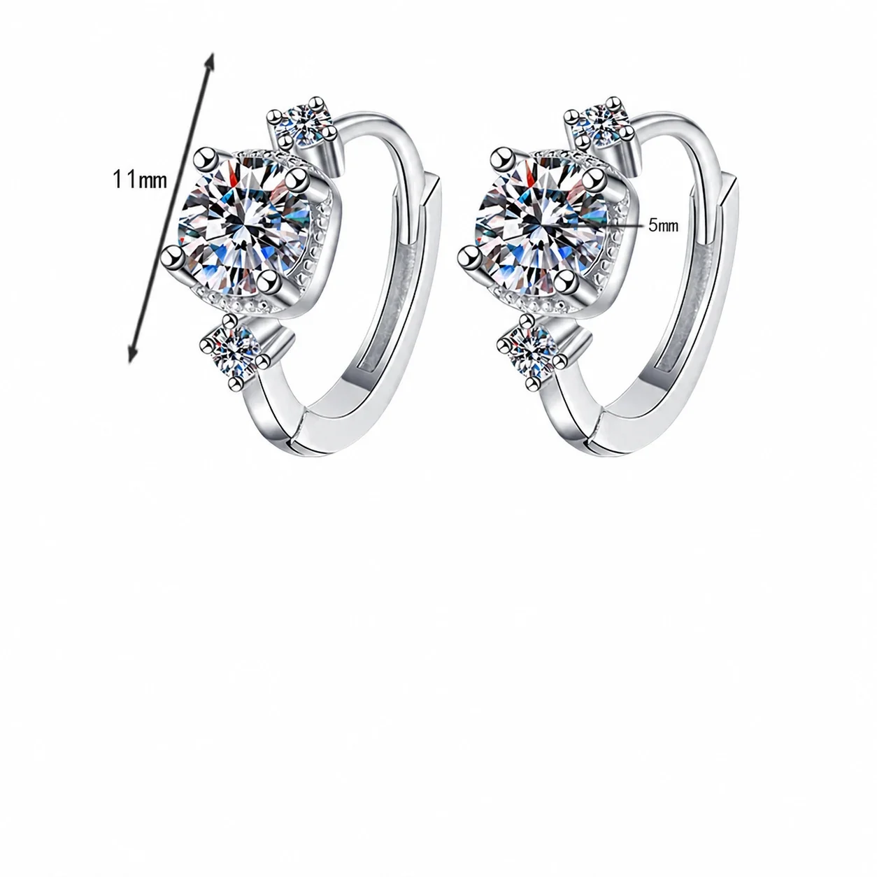Refined 925 sterling silver round moissanite trio hoop earrings - . ct + . ct Moissanite