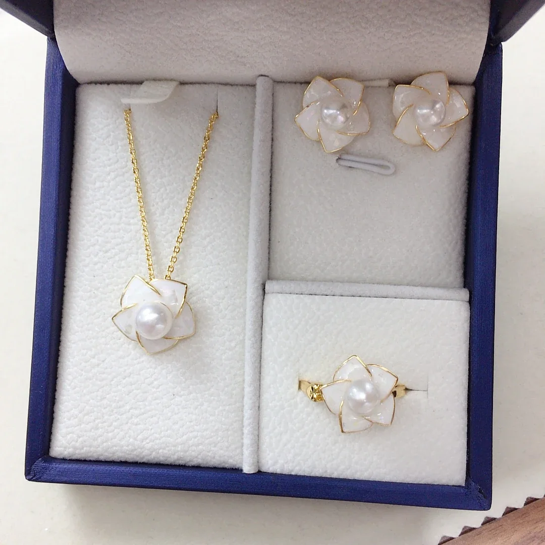 Lustrous Gold-Plated White Petal Freshwater Pearl Stud Earrings