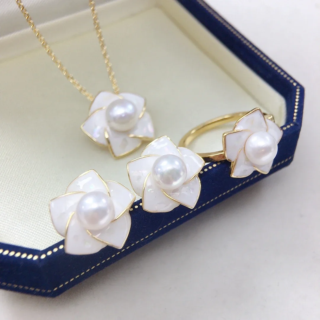 Lustrous Gold-Plated White Petal Freshwater Pearl Stud Earrings