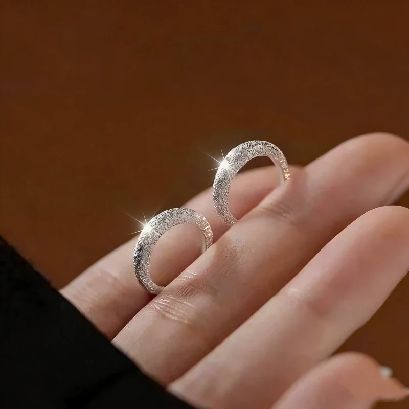 Sparkling 925 Sterling Silver Textured Round Hoop Earrings