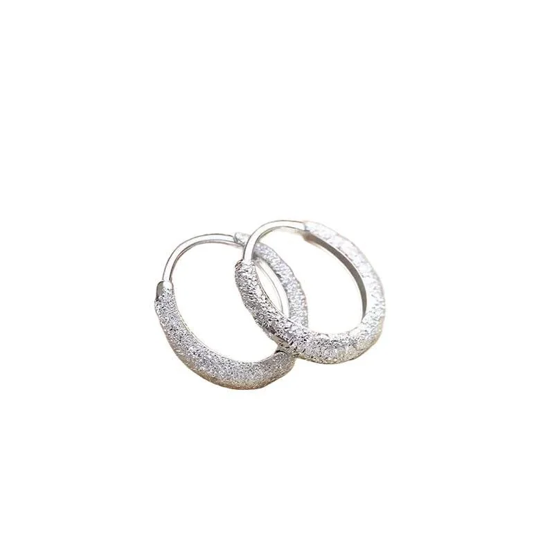 Sparkling 925 Sterling Silver Textured Round Hoop Earrings