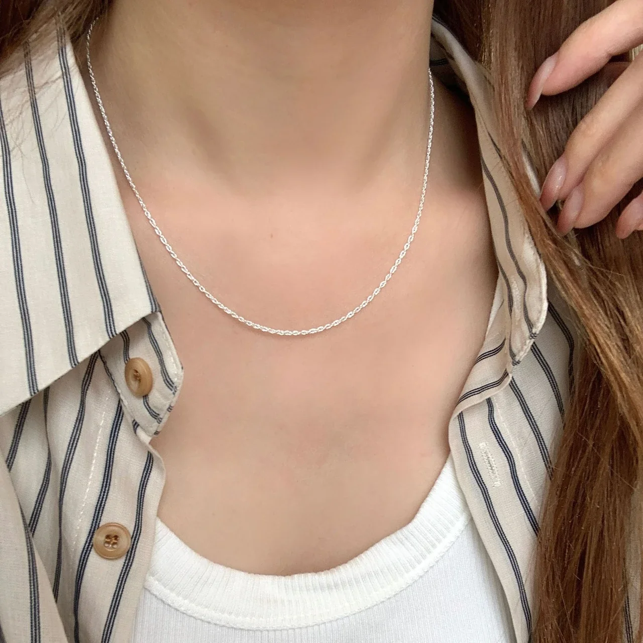 Delicate Twisted Rope 925 Sterling Silver Chain Necklace