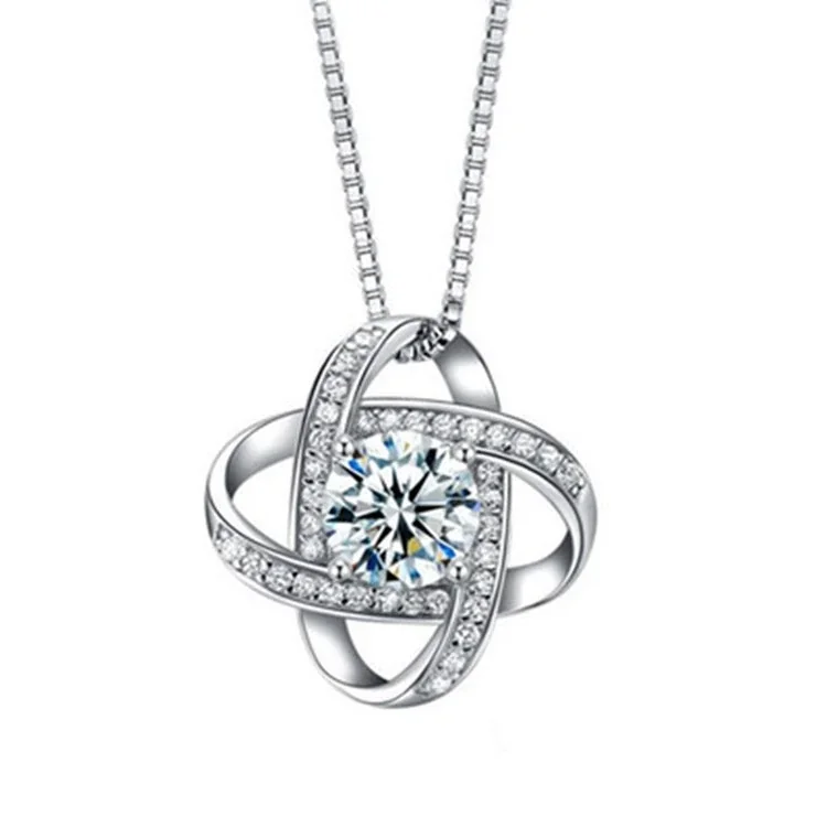 Orbit 925 Sterling Silver Pavé Crystal Pendant Necklace